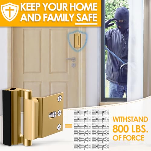Image of Home Security Door Reinforcement Lock: Metal Door Locks for Front Door Locks for Kids Safety Child Proof Door Latch for Top Deadbolt Lock Home Defender Flip Door Guardian Lock Withstand 800 lbs Inside