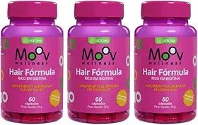 Hair Fórmula Vitamina Antiqueda Crescimento Saúde Cabelos e Unhas Suplemento 60 Cápsulas (3 unidades)