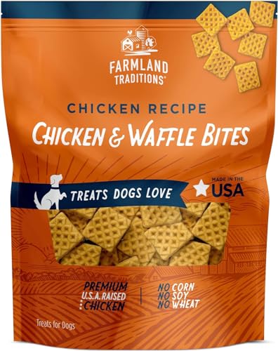 Farmland Traditions Chicken & Waffle Bites Gluten-Free Dog Treats Made in USA for All Breeds & Sizes 2.5 Pound Bag