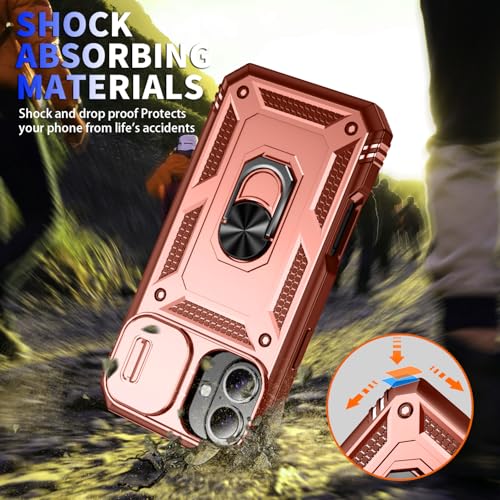 Coque iPhone 16 antichoc avec protège-objectif coulissant rose - 3