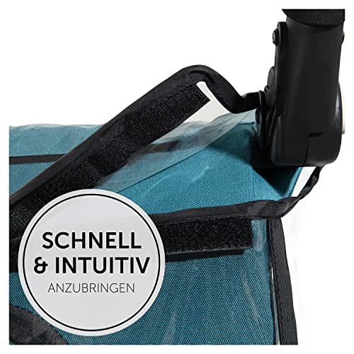 Hauck Regenschutz für Fahrradanhänger, Buggy Dryk Duo Raincover, Passgenau, Klettverschluss, Belüftungslöcher, Gute Luftzirkulation, Faltbar, Platzsparend Verstaubar, Einfache Handhabung (Transparent)