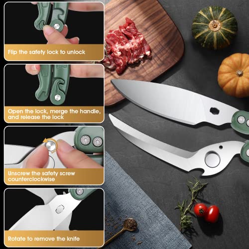 Image of DRAGON RIOT Heavy Duty Poultry Shears - A Must Have Kitchen Shears for Chicken and Meat Cutting - Dishwasher Safe and Stainless Food Kitchen Scissors for Thanksgiving(Green)