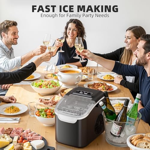 Image of Antarctic Star Ice Maker Countertop | 8 Bullet Ice Cubes in 6 Mins, 26.5 lbs /Day, Self-Cleaning, 2 Sizes, Ultra-Quiet for Home /Kitchen /Camping /RV