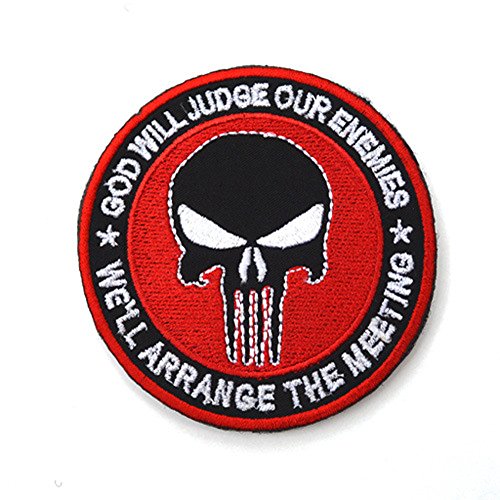 Toppa ricamata rotonda militare con teschio di