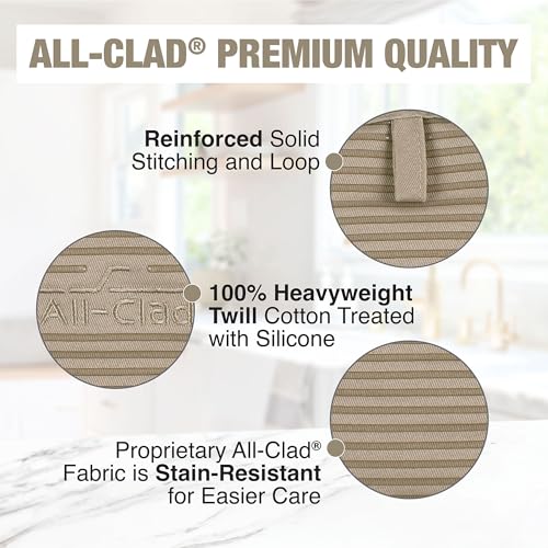 All-Clad-Premium-Pot-Holder-Hot-Pad-Heat-Resistant-up-to-500-Degrees-100-Cotton-10×625-Hot-Pad-for-Kitchen-and-Barbeque-1-Pack-Mushroom All Clad Premium Pot Holder Hot Pad Heat Resistant up to 500 Degrees 100 Cotton 10×625 Hot Pad for Kitchen and Barbeque 1 Pack Mushroom