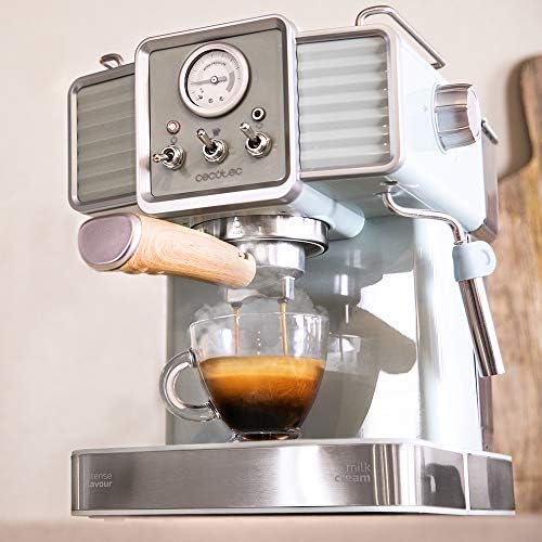Cecotec Ekspres do kawy Express Power Espresso 20 Tradizionale do espresso i cappuccino, szybki system ogrzewania termoblokowego, 20 barów, manometr PressurePro i zorientowany parowiec