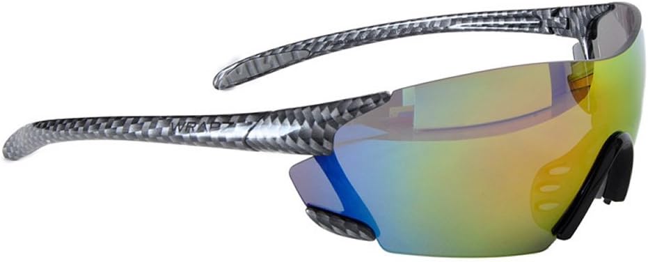 WrApz Peloton X3 Interchangeable Cycling Sunglasses - Carbon fibre TR90 Frame With Three Pairs Of Interchangeable Lenses - Revo Lens (Hydrophobic / Olleophobic Water and Oil repellent) plus Yellow and Clear lenses