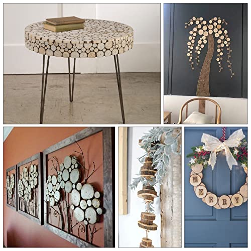 YOUNTHYE 30PCS Unfinished Natural Wood Slices, 9-10cm Log Slices Wooden Circles with Bark, Craft Wood Slices for Wedding Decorations Christmas Ornaments - Image 6