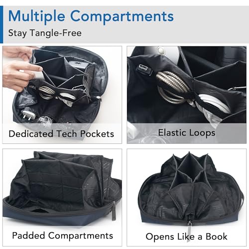 Image of OBLIQUE Siri Tech Pouch Accessories Organizer | Water Resistant Tech Organizer Bag for SD Cards, Hard Drives, Earphones, & Adapters | Premium Faux Leather, Comfortable Hand Carry Strap, Unisex