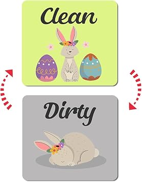 Clean Dirty Sign - 1.5mm Thick Reversible Kitchen Dish Washer Sign, Double Sided Magnet with Bonus Adhesive Metal Plate