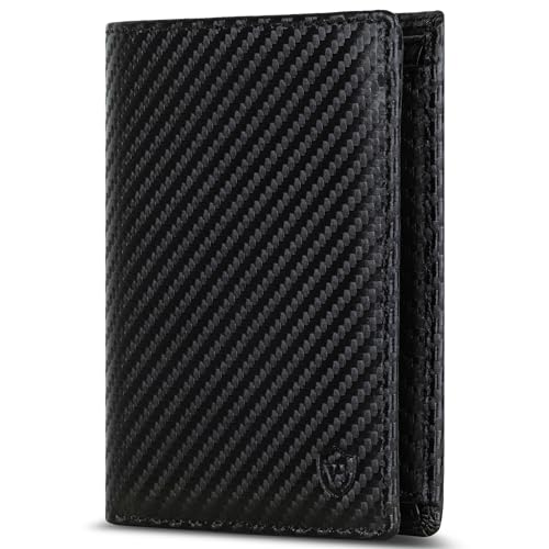 VON HEESEN Leder Geldbörse RFID Schutz I Echtleder Geldbeutel für Damen & Herren I Portemonnaie Brieftasche Wallet Portmonee (Carbon-Schwarz)