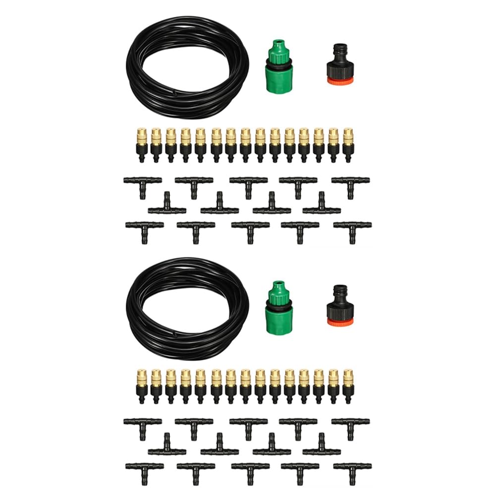 Jnchdghwa Black 2X Patio Cooling Misting System Water Mist Atomizing Hose Nozzles Set Garden Greenhouse Irrigation Watering Kit
