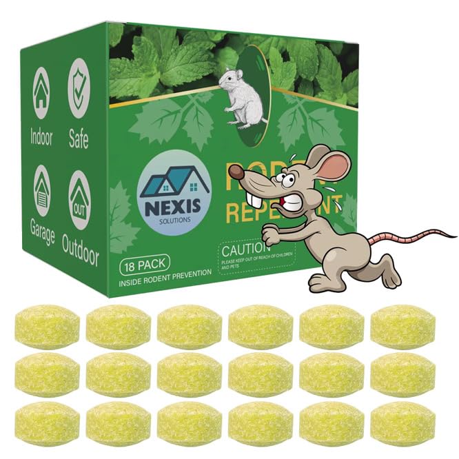 Nexis 18-Pack Advanced Rat & Mouse Repellent Balls -Peppermint Oil Formula for Ultimate Rodent Control -Cutting-Edge Technology Moth Balls, Natural, Safe, Long-Lasting Protection for Indoor & Outdoor