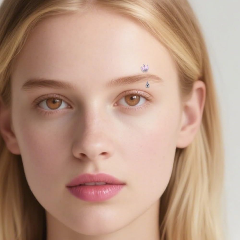 4Pcs 316L Surgical Steel Eyebrow Piercing Curved Barbell for Women 16G Pink CZ Flower Cross Pearl Eyebrow Rings Studs Tiny Rook Cartilage Earrings Belly Ring Body Piercing Jewelry - Image 3