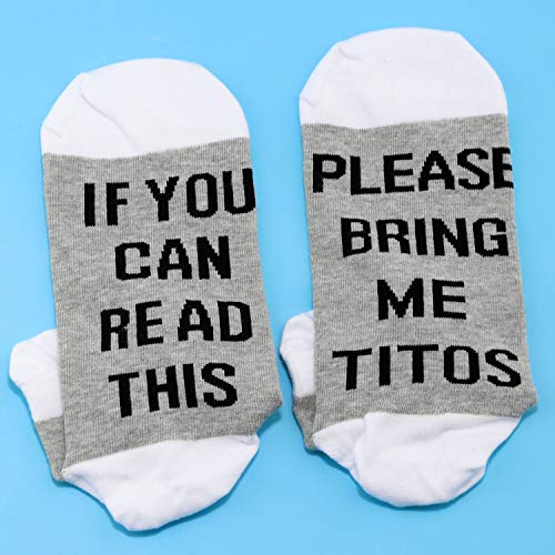 JXGZSO 2 Pairs Tito Lover Socks Vodka Lover Gift If You Can Read This Please Bring Me Titos Socks Alcohol Lover Socks (Titos Grey Ankle Socks)