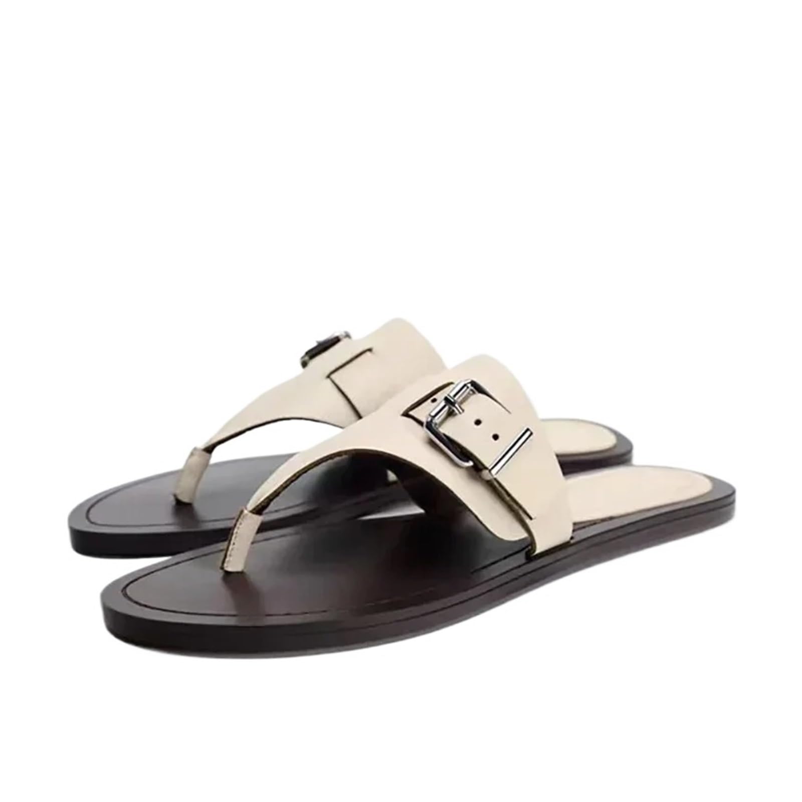 Chanclas Mujer Chanclas Planas for Mujer, Zapatos de Playa con cinturón y Hebilla Lujo for Verano, Suela Antideslizante, Zapatillas Ocio Transpirables for Exteriores | 42