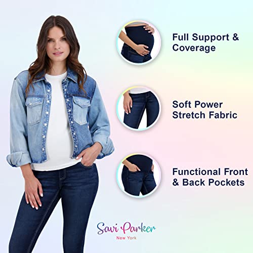 Savi Parker Women’s Maternity Jeans Over The Belly - Pregnancy Clothes For All Seasons, Maternity Pants – 27“ Inseam Dark Wash #TOP5