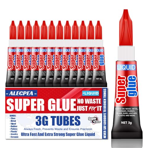3g (12 Pack) Super Glue Liquid All Purpose Fast Setting Ideal for Metal Ceramics Leather & More