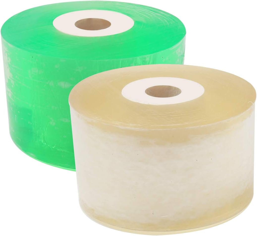 Pengxiaomei 2 pcs Grafting Tape, Stretchable Garden Grafting Tape Plants Repair Tapes Clear Floristry Film for Floral Fruit Tree and Poly Budding Tape 1.2Inch(Green,Yellow)