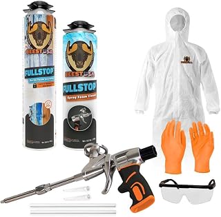 BEEST FullStop Spray Foam Insulation Kit for Walls and Attic - 20 Board ft/sq.ft. Perfect Heat & Acoustic Insulation for Reduced Energy Bills - 1X Spray Foam Can, 1x Cleaner, 1x Pro Gun & Safety Gear