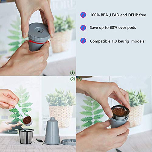 3 Pack Reusable Coffee Pods, Reusable K Cup Coffee Filters Fit For Keuring 1.0 Brewers, K-Classic, K-Mini, Universal Fit B30 B40 B50 B60 B70 Series #TOP4