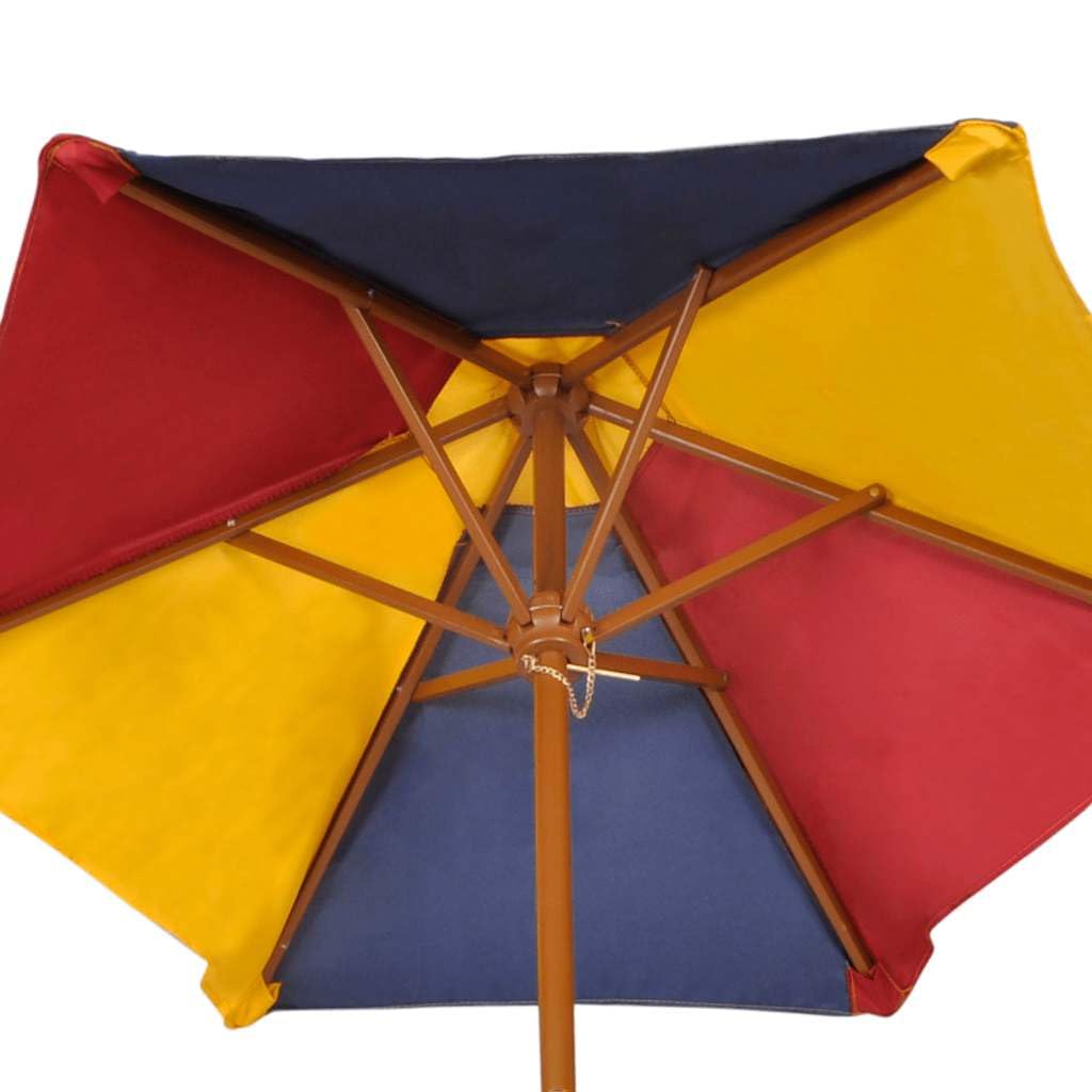 vidaXL Kinderpicknicktafel met banken en parasol hout meerkleurig
