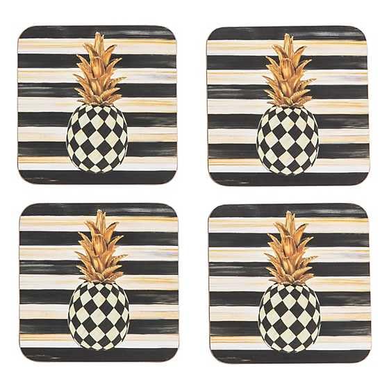 MACKENZIE-CHILDSSquare Cork-Back Coasters, Table Coasters for Drinks, Set of 4, Marquee Pineapple