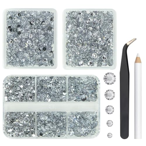 La Mejor Lista de Diamantes de imitación para comprar hoy. 49 Qiipii - 3 cajas de 5070 diamantes de imitación de resina transparente con piedras de resina blanca, piedras de resina de 2 mm, 3 mm, 4 mm, 5 mm, 6 mm, cristales de plata sin...