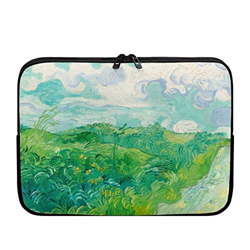 Tongluoye Green Wheat Fields - Funda para laptop para mujeres y hombres, protector de laptop con pintura de Van Gogh con múltiples usos, hecha de material de neopreno de alta calidad, bolsa para