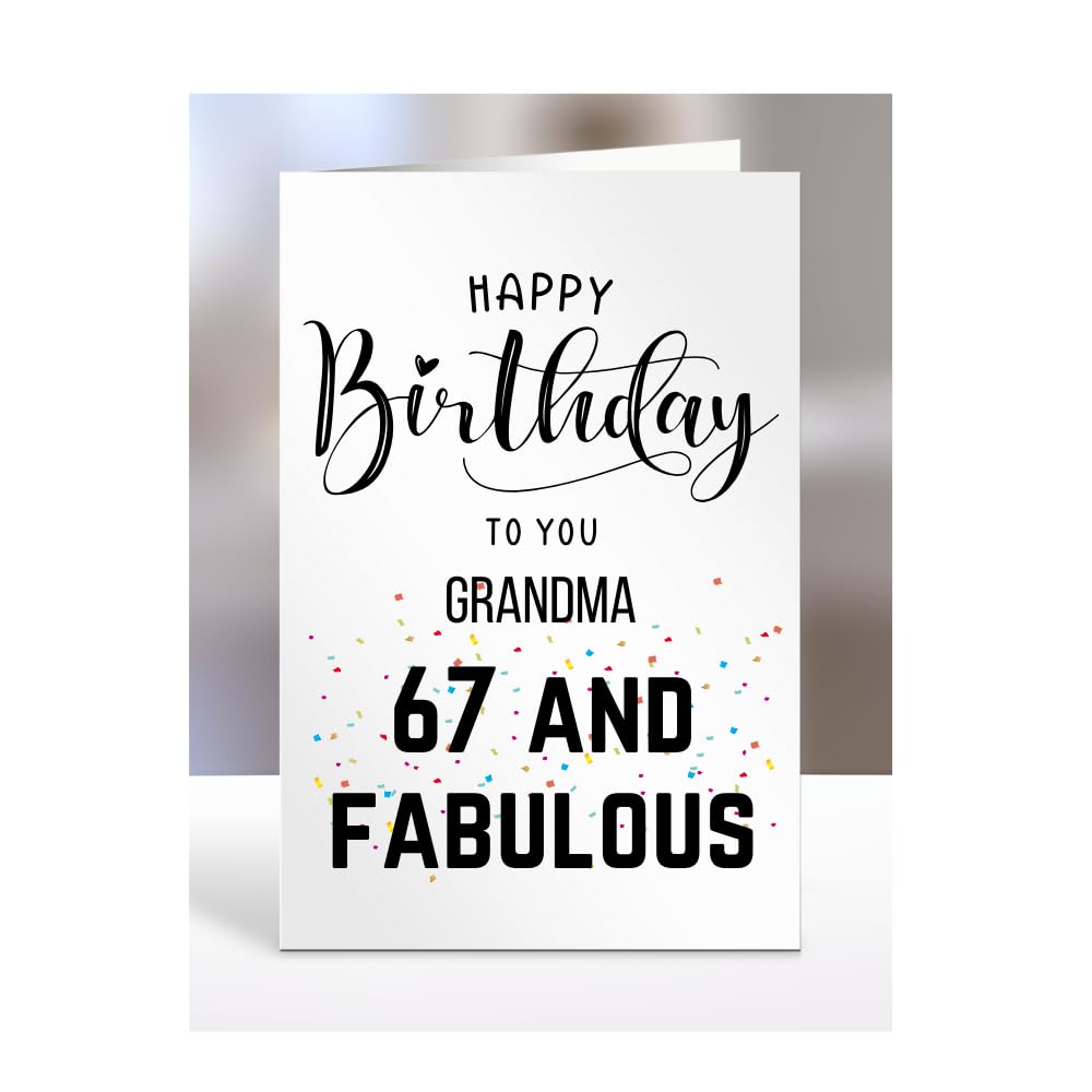 67th Birthday Card for Grandma, Happy Birthday, Gifts for Men or Women, Presents for Christmas, 67 and fabulous, 67 years old, Greetings Card, A5-102g_110