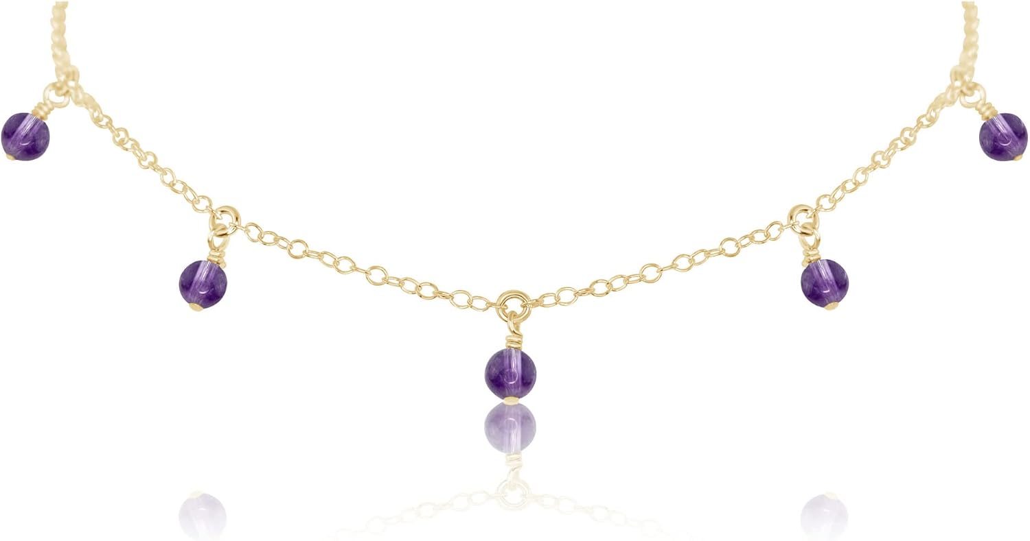 Luna Tide Amethyst Bead Drop Choker in 14k Gold Fill