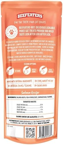 Miniatura 3 de Beefeaters Golosinas para gatos  Receta de salmón puré lamible de 1.59 onzas, caja de 12  Comida real para gatos Salmón Treat  Sin maízsojatrigo,