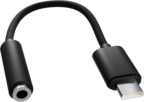 USB C to 3.5mm Audio Adapter Type C to Headphone Aux Jack Dongle 24bit/96kHz HiFi DAC Cable Cord Compatible with Smartphones, Tablets, Black