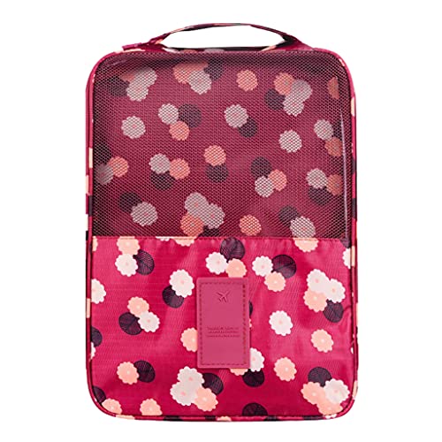MERIGLARE Sacs de Rangement pour Chaussures de Voyage Vêtements Organisateur de Bagages Pochette Cosmétique Bleu Foncé - Rouge Cover