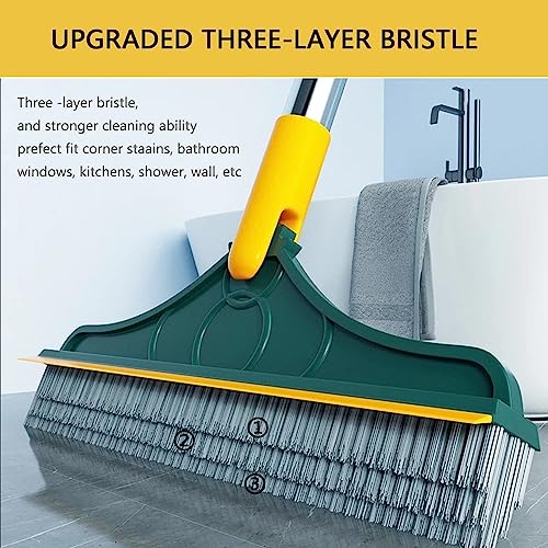 Image of Aider Bathroom Cleaning Brush with Wiper 2 in 1 Tiles Cleaning Brush Floor Scrub Bathroom Brush with Long Handle 120 Rotate Bathroom Floor Cleaning Solution (Standard)