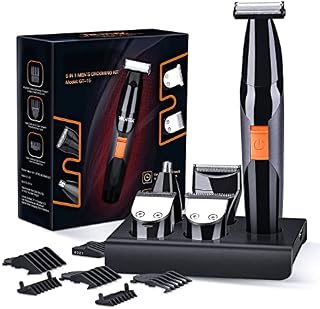 YBLNTEK Hair Trimmer, 5-in-1 Professional Men's Beard Trimmer, Cordless Nose / Mustache Trimmer, Male Body Grooming Kit, Precision Trimmer, Body Groomer, USB Rechargeable, IPX5 Waterproof, WetDry Use