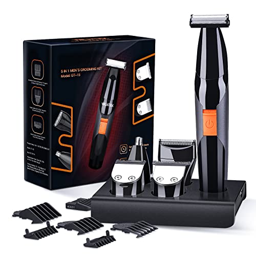 YBLNTEK Elektrisch Haartrimmer , 5-in-1 profi Herren-Barttrimmer für Männer, kabelloser Nasentrimmer Haarschneider , male Body Grooming Kit, Präzisionstrimmer, Body Groomer, IPX5 Nass / Trocken Cover
