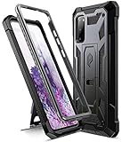 Poetic Spartan Series Designed for Samsung Galaxy S20 Case, Full-Body Rugged Dual-Layer Metallic Color Accent Premium Leather Texture Shockproof Protective Cover with Kickstand, Metallic Gun Metal