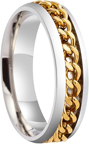 Anillos giratorios de 0.236 in para hombres Anillos para aliviar la ansiedad y el estrés Anillos de acero inoxidable Anillo giratorio para mujer