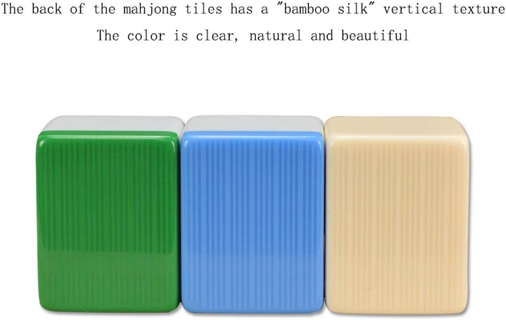 Juego de Viaje de Mahjong, Juego de Mahjong Chino, Juego de melamina Mahjong 144, Juego de MahJongg con Caja de Aluminio Plateada(Green)