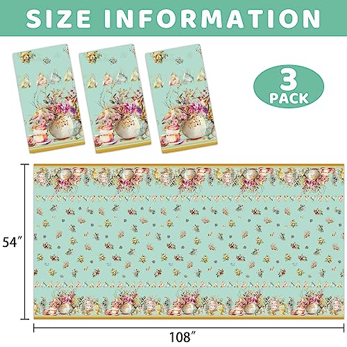 WorldBazaar 3 Pack Tea Party Tablecloth Plastic Floral Tablecloths 54 X 108 Spring Summer Decorations Tea Party Supplies Women Girls Spring Holiday Birthday