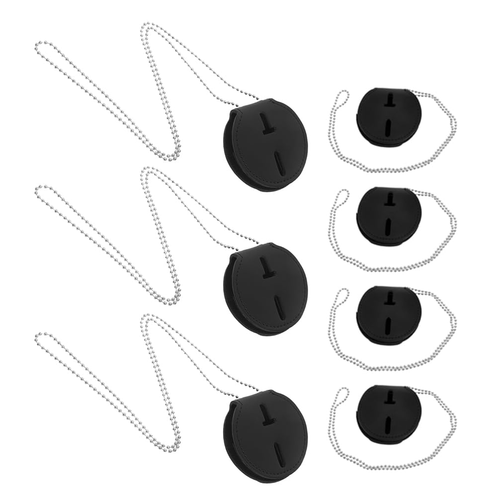 Porta Badge in Pu Nero con Clip in Lega di Alluminio 7 Pezzi