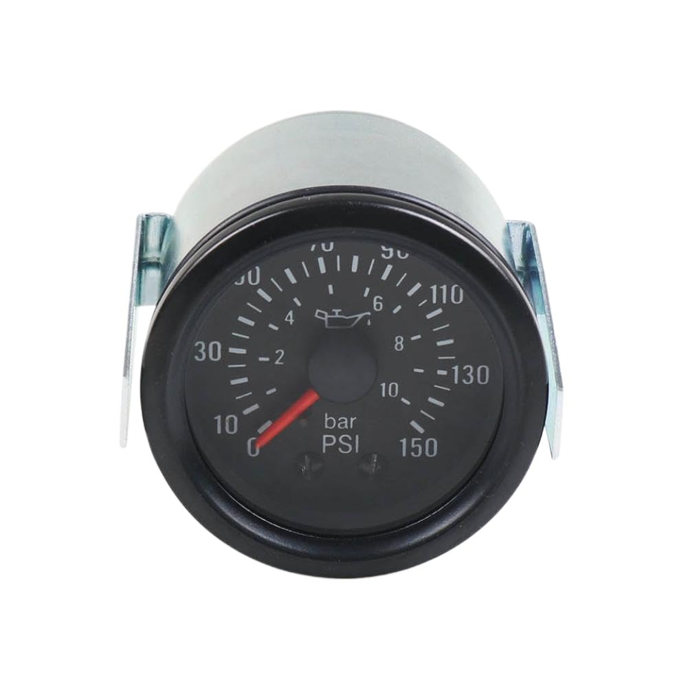 Hoping Manómetro mecánico de presión de Aceite 2 Pulgadas 52mm 0-10 Bar 0-150 PSI 12V con luz Amarilla NPT1/8