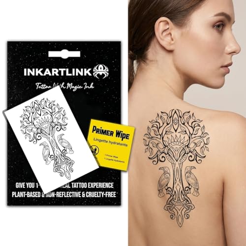 INKARTLINK Temporary Tattoos for Adult, Tree Of Life Fake Tattoos That Look Real and Last Long, Viking Waterproof Realistic