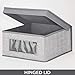 mDesign Soft Stackable Fabric Closet Storage Organizer Holder Box - Clear Window, Attached Lid, for Child/Kids Room, Nursery - Textured Print - Small - Gray