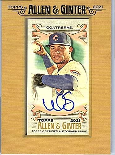 Willson Contreras Autographed Star Framed Mini Collectible Baseball Card - 2021 Topps Allen & Ginter Collectible Baseball Card #FMA-WC (Cubs)