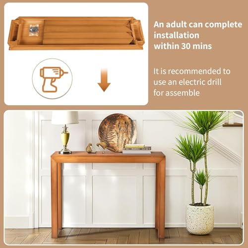 Image of Wooden Console Table Modern Solid Wood Entryway Table for Living Room, Hallway, or Office Slim Design | Light Brown | 116.8 x 30 x 80.8