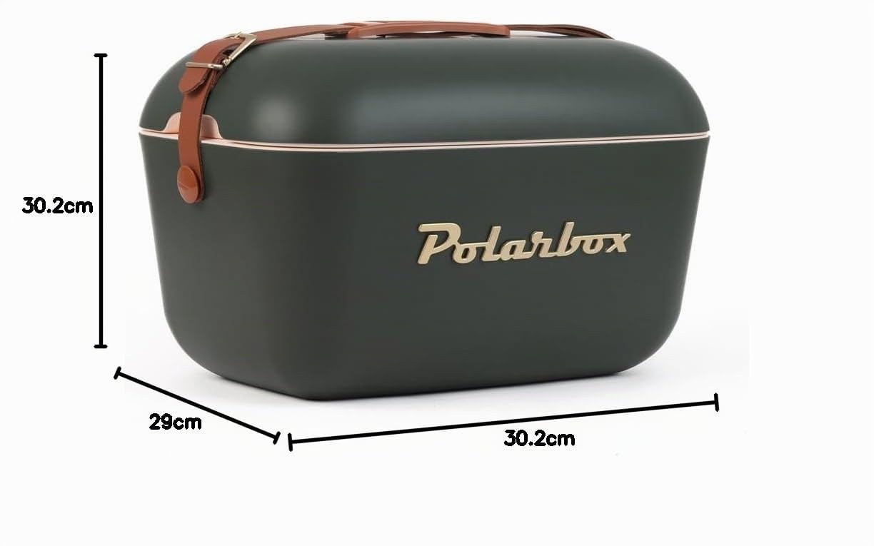 Polarbox Kühlbox Classic Kühltasche Retro Vintage Camping Picknick Strand 20L Green-Frost/Gold