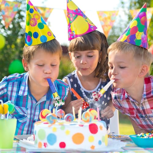 20 Stück Tröte,Party Kinder Gebläse,Krachmacher Tröten Spielzeug Kindergeburtstag Pfeifen Spielzeuge Funny Games Geburtstag Graduation Mehrfarbig Plastik Whistles Papiertrompete,für Neujahr Partys Etc