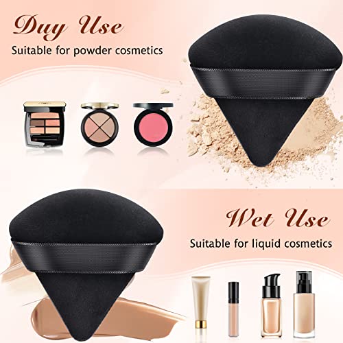 2 Pcs Powder Puff Triangle Makeup Puffs For Loose Setting Powder Face Body, Foundation Blender Velour Setting Powder Puff, Super Soft Eye Makeup Wedges Beauty Tools #TOP2
